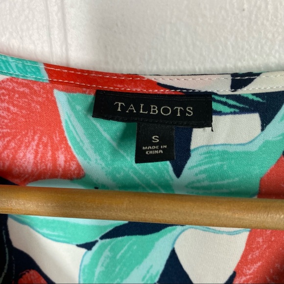 Talbots Floral V Neck Top with Tie Sleeves - Picture 8 of 8